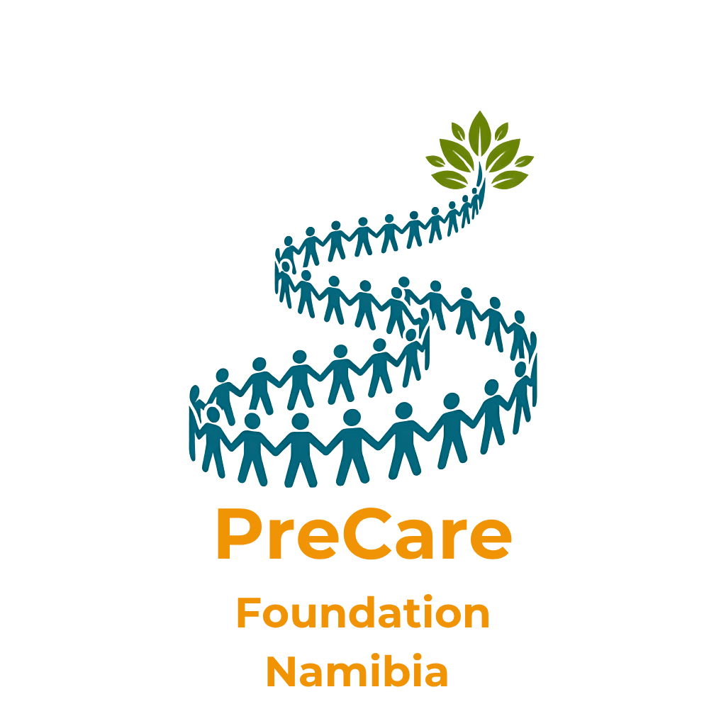 Official PreCare Foundation Namibia logo: linked people forming a path towards a tree